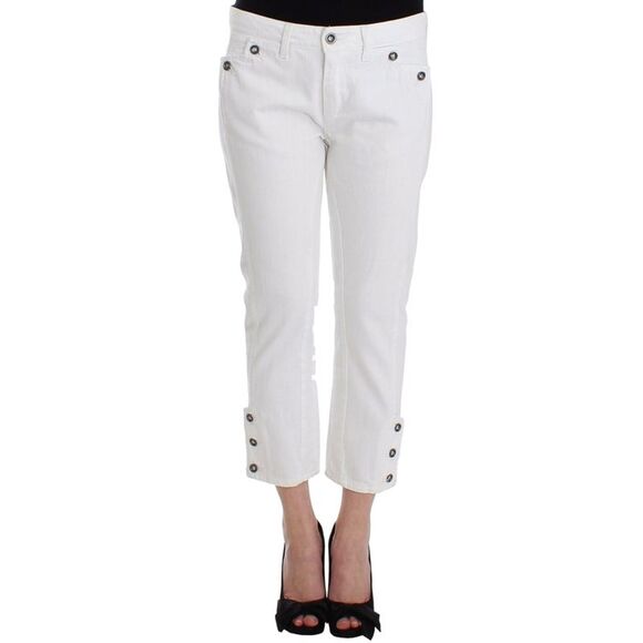Ermanno Scervino White Cropped Jeans Denim Pants Branded Women's Capri